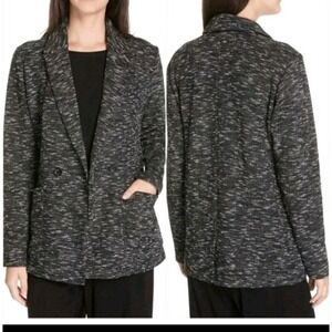 Eileen Fisher Double‎ Breasted Tweed Knit Notch Collar Marled Blazer Size XS